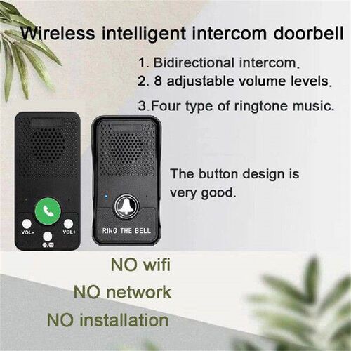Wireless Doorbell Adjustable Volume 4 Chimes Hands Free