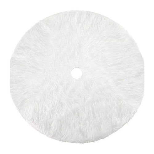 White Plush Xmas Tree Skirt 78/90/122cm: Tree Bottom Decor
