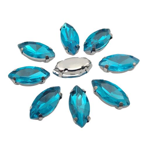 Horse Eye Shape Glass Rhinestones With Claw Marquise Sew On