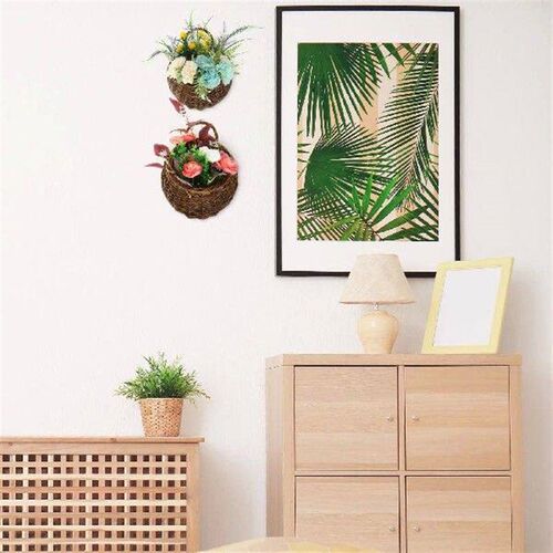 2 Pcs Woven Basket Plant Holder Indoor Wall Flower Basket