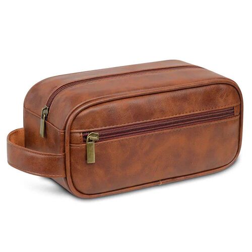 Men Leather Wash Bag Travel Business Trips Portable Cosmetic