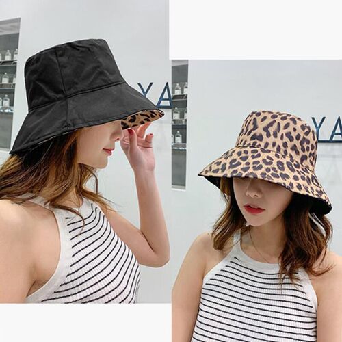Women Leopard Print Bucket Comfortable Breathe Foldable Men