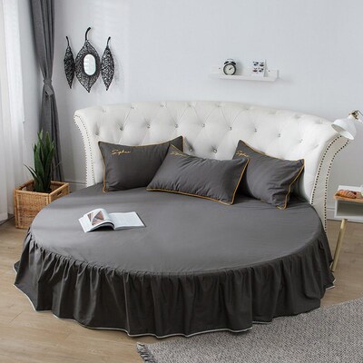 Pure tton Solid lor Round Bed Skirt Single Piece Hotel Pure