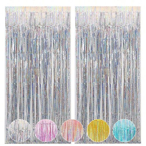 2Pcs 2m Tinsel Curtain Boy Girl Birthday Wedding New Year Pa