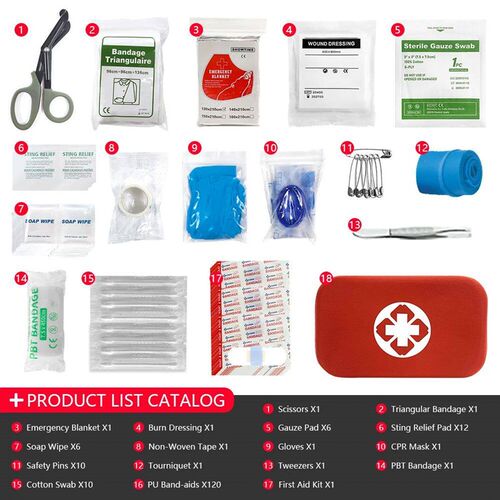 215pcs Emergency Medicial First Aid Bag Mini Travel Camping