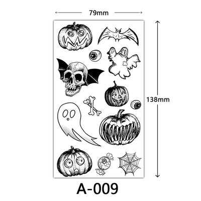 Halloween Tattoo Stickers万圣节纹身贴纸骷髅死神镰刀伤疤流血