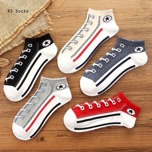 Funny Kawaii Shoe Print Short Socks Cotton Fashion Harajuku