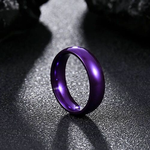 Simple 6/8mm Stainless Steel Wedding Rings Purple Smooth Wom