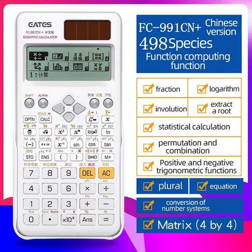 Dual Power Supply Scientific Calculator with LCD Notepad 498