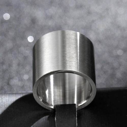 18mm Dull Silver Color Stainless Steel Ring for Men Biker