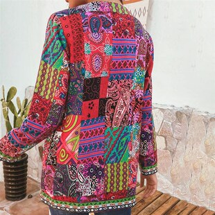6XL Summer Floral Fashion Ethnic Women Coat Jacket Autumn
