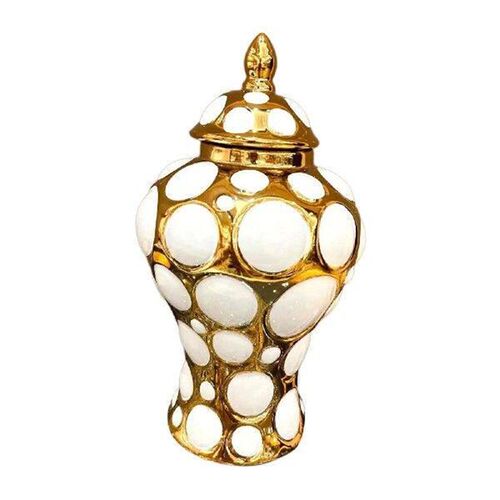 Porcelain Ginger Jar with Lid, Time Glass, Table