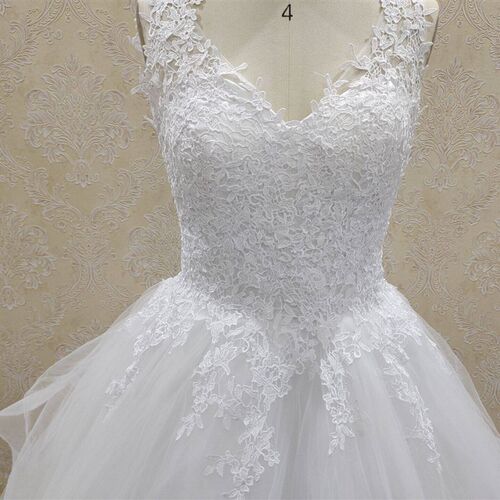 ZJ9210 V-neck Princess Ball Gown Wedding Dress With Tiered T