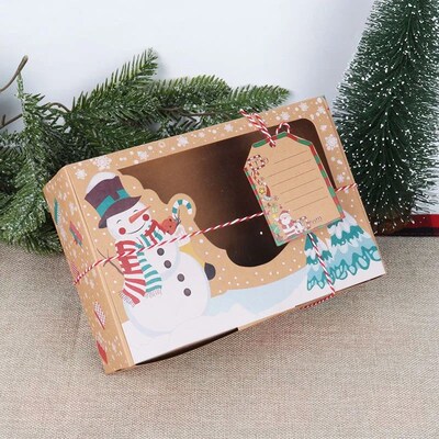Christmas Candy Cookies Boxes Kraft Paper Gift Box Food Bake