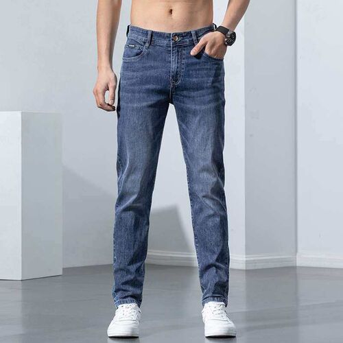 Summer Thin Jeans Mens Slim-fit Small Foot tendy All-match