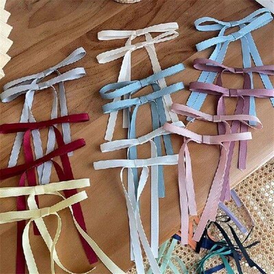 PC Lovely Small Ribbon Hair Claw Clips for Women Girls Kids