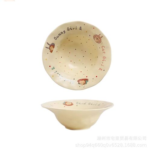 Bowl and Dish Set Home Ceramic 2024 New Cute Cream Style Wed