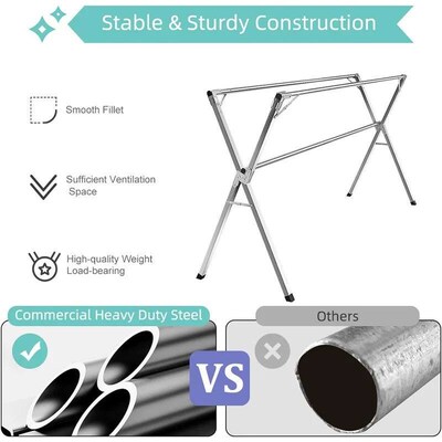 Clothes Drying Rack, 79 inch Heavy Duty Stainless Steel Laun