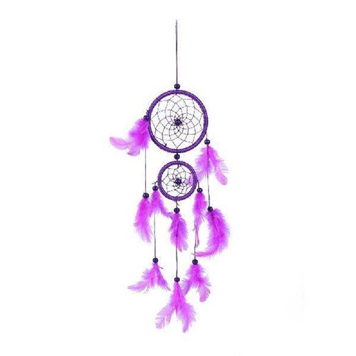 Double Ring Purple Dream Catcher Pendant Feather Wall Decor