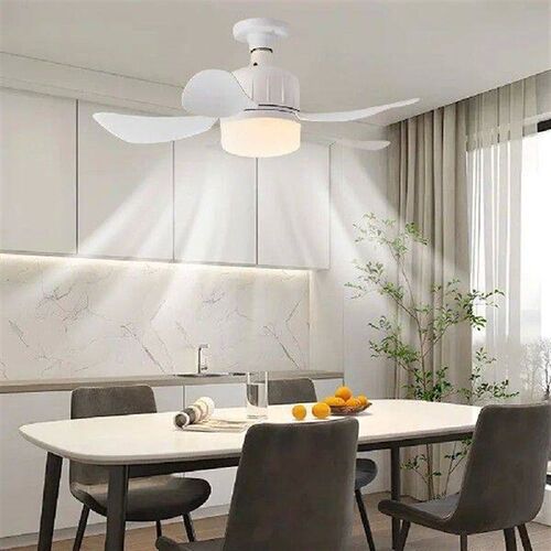 LED Mini Ceiling Fan E27 Base 3 Colors Dimmable Ceiling Fan