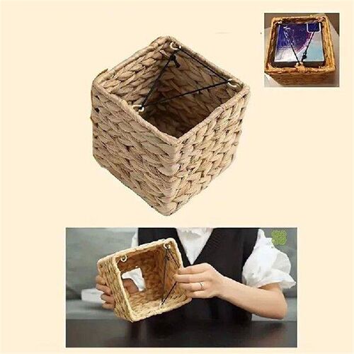Water Hyacinth Woven Tissue Box Rattan Woven Lid Sanitary