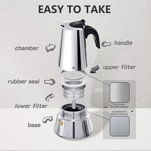Moka Pot Stainless Steel Coffee Pots Espresso Geyser Coffee