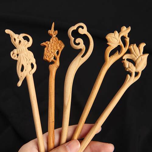 Hairpins Natural Peach Wooden Women Girls Hair s Chopstick S