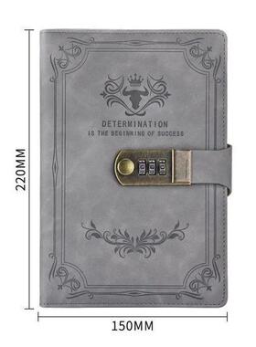 A5 200 Pages Retro Password Book with Lock Diary Thickened C