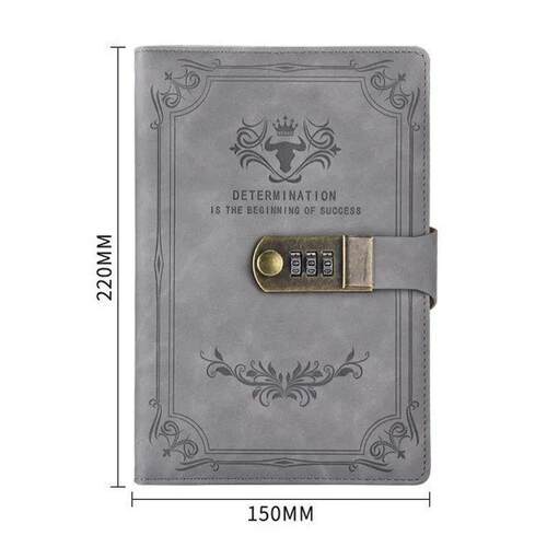 A5 200 Pages Retro Password Book with Lock Diary Thickened C