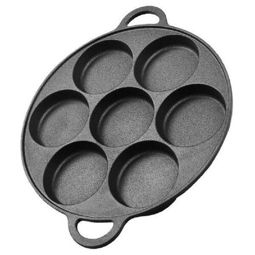 7 Hole Egg Pancake Steak Pan Cast Iron Non-Stick Kitchen
