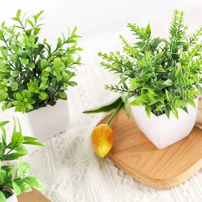 1Pcs Artificial Green Potted Plants Flower for Indoor Home R