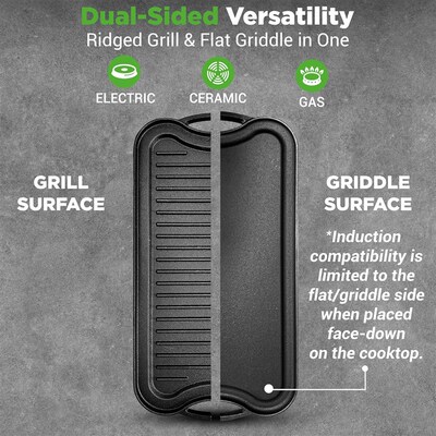 Reversible Cast Iron Griddle Grill Griddle Combo Pan BBQ
