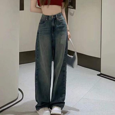 Rimocy Vintage Wide Leg Cargo Jeans Women 2023 Autumn High W