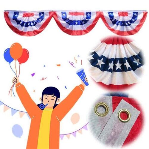 USA Flags Pleated Fan Flag Patriotic Half Fan Banner Flag