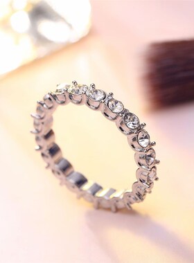 IPARAM Fashion Silver Color Rhinestone Zircon Ring Women Ele