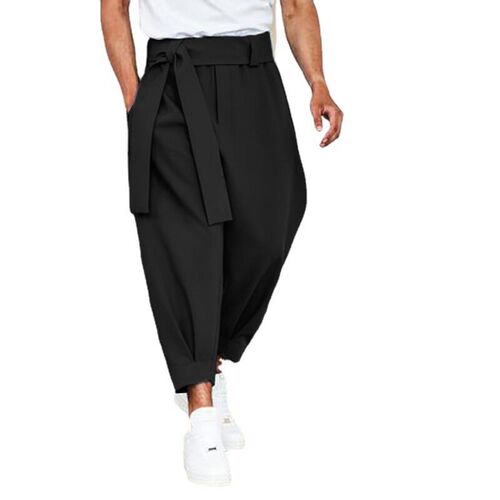 Spring Mens Solid Color Cropped Pants All-match Design Sens