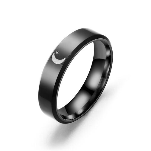 New 6mm Moon Sun Ring Sun Moon Stars Couple Titanium Steel R