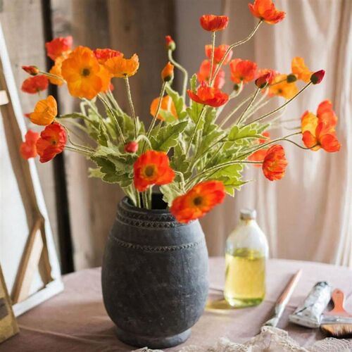 Artificial Flowers Poppy Silk Flowers Long Stem Housewarming