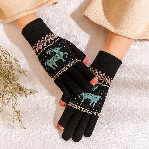 Rimiut Fashion Knitted Thick Gloves For Men & Women Christma