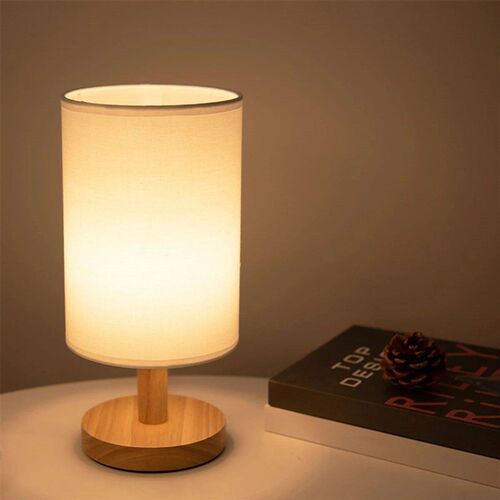 Solid Wood Night Lamp New Linen Table Lamp LED Desk Lamp Eye
