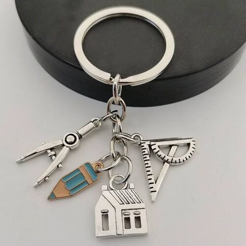 New House key ring Compass Ruler Keychain Real Estate Archit