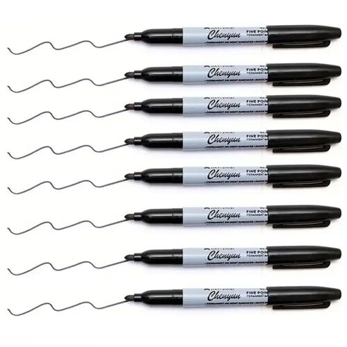 12pcs Black Permanent Marker Pens, Fine Tip, Waterproof, Qui