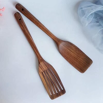Hot 2Pcs Long-Holder Bureaucracy Cooking Flavors Pan Teak