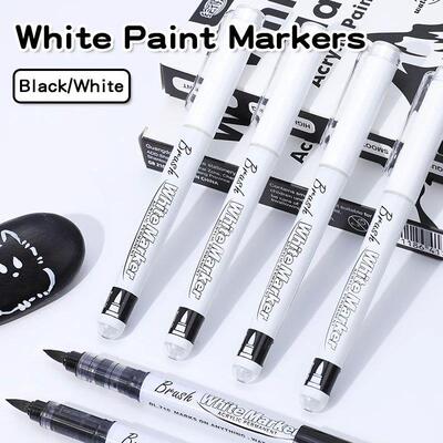 Large Capacity Permanent Black/White Acrylic Paint Pen for A