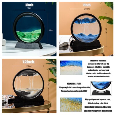 Sandscape Moving Sand Art Picture Round Moving Hourglass 3D