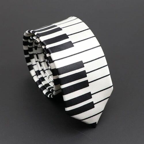 Classic Musical Notes Printed Tie Silky Narrow Neckties Slim