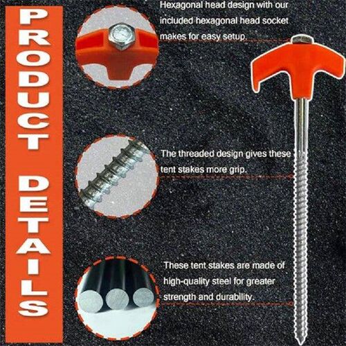 8Pcs Heavy Duty Spiral Screw with Hex Socket Stakes Ground