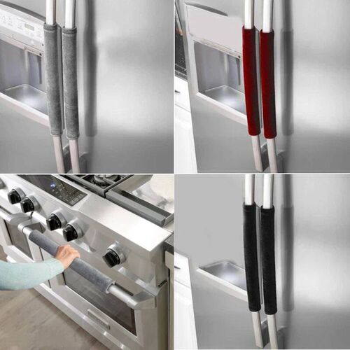2Pcs Soft Velvet Cloth Refrigerator Door Handle Anti-static