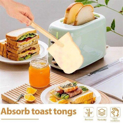 4Pcs Toaster Tong Tea Clip Bamboo Kitchen Salad Food Toast