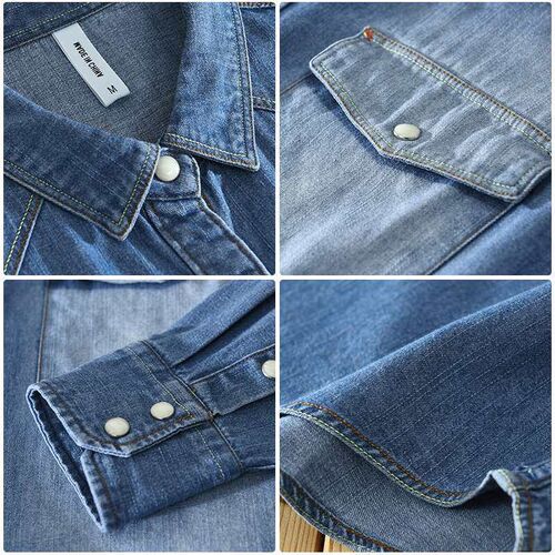 8807 Vintage Denim Shirt Long-sleeved tendy All-match Gradie